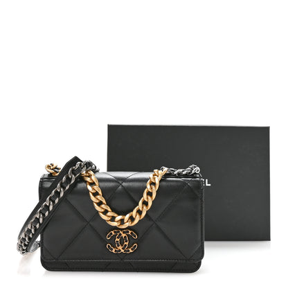 Chanel Lambskin Quilted Chanel 19 Wallet On Chain WOC Black 23 of 23