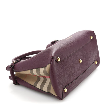 Burberry Grainy Calfskin House Check Medium Banner Tote Elderberry 4 of 13