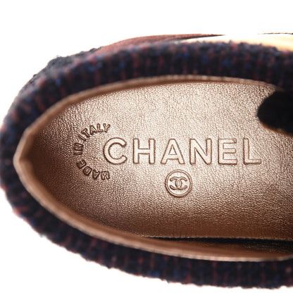 Chanel Tweed Patent Runway Sneakers Gold 7 of 9