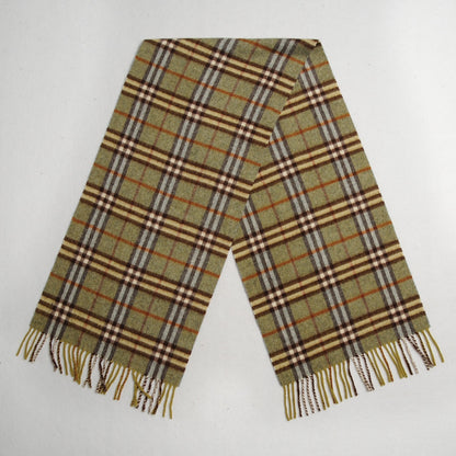 Burberry Cashmere Nova Check Fringe Scarf Green 3 of 4