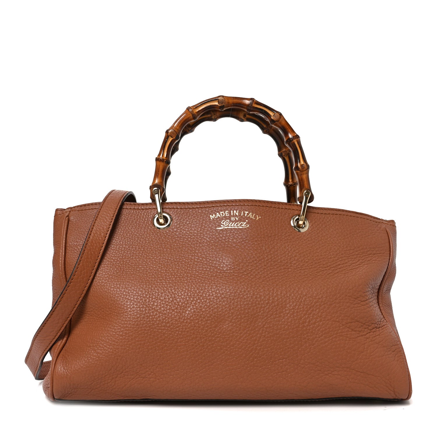 Gucci Pebbled Calfskin Medium Bamboo Shopper Tote Acero 1 of 10