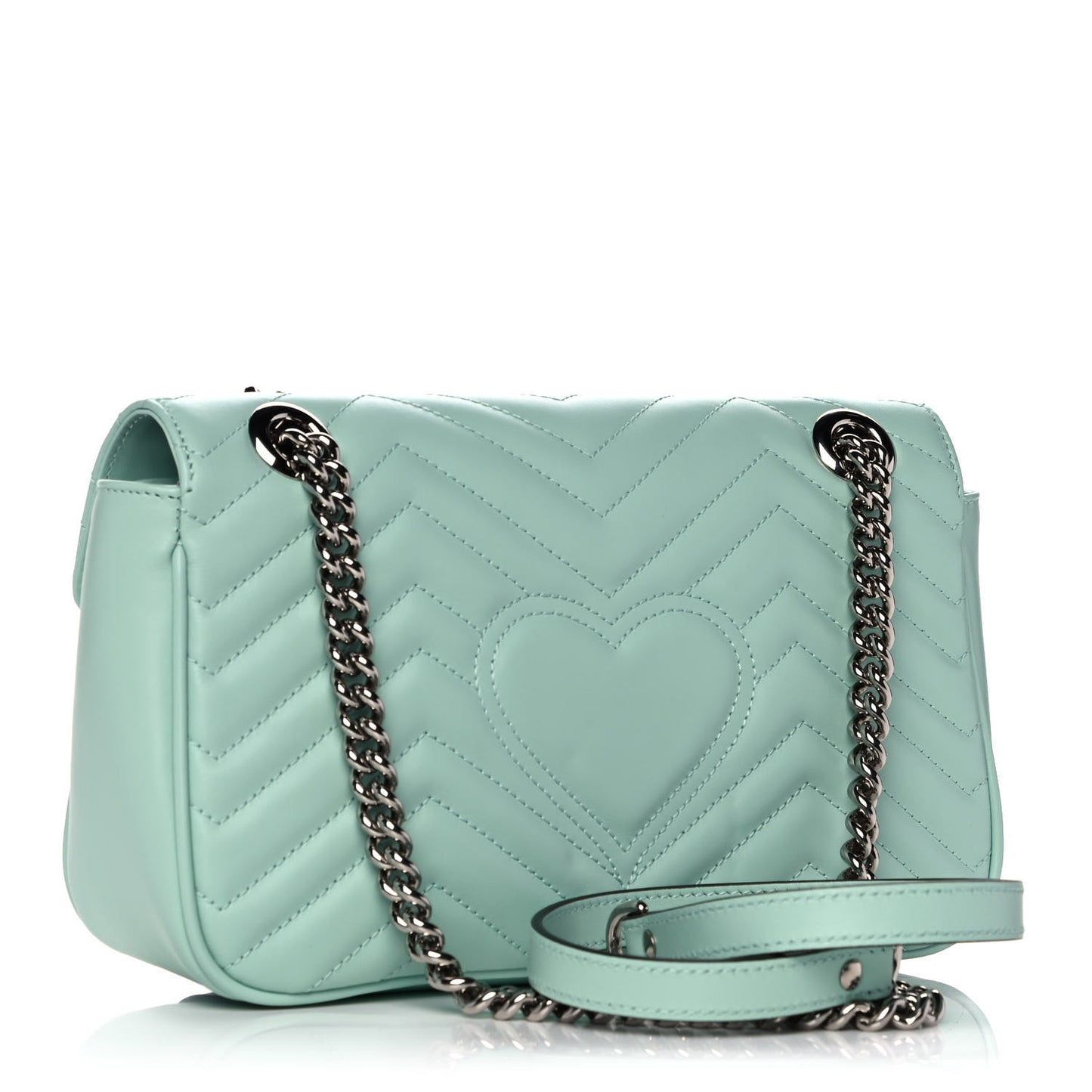 Calfskin Matelasse Small GG Marmont Shoulder Bag Water Green