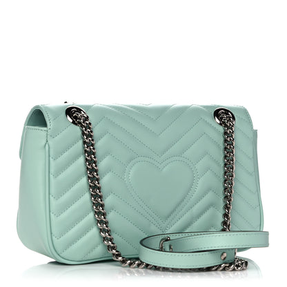 Gucci Calfskin Matelasse Small GG Marmont Shoulder Bag Water Green 3 of 12