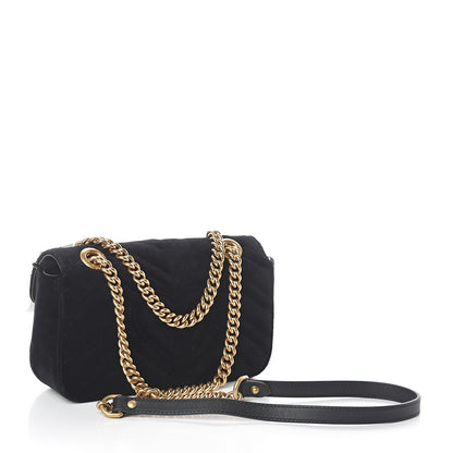 Gucci Velvet Matelasse Mini GG Marmont Shoulder Bag Black 2 of 8