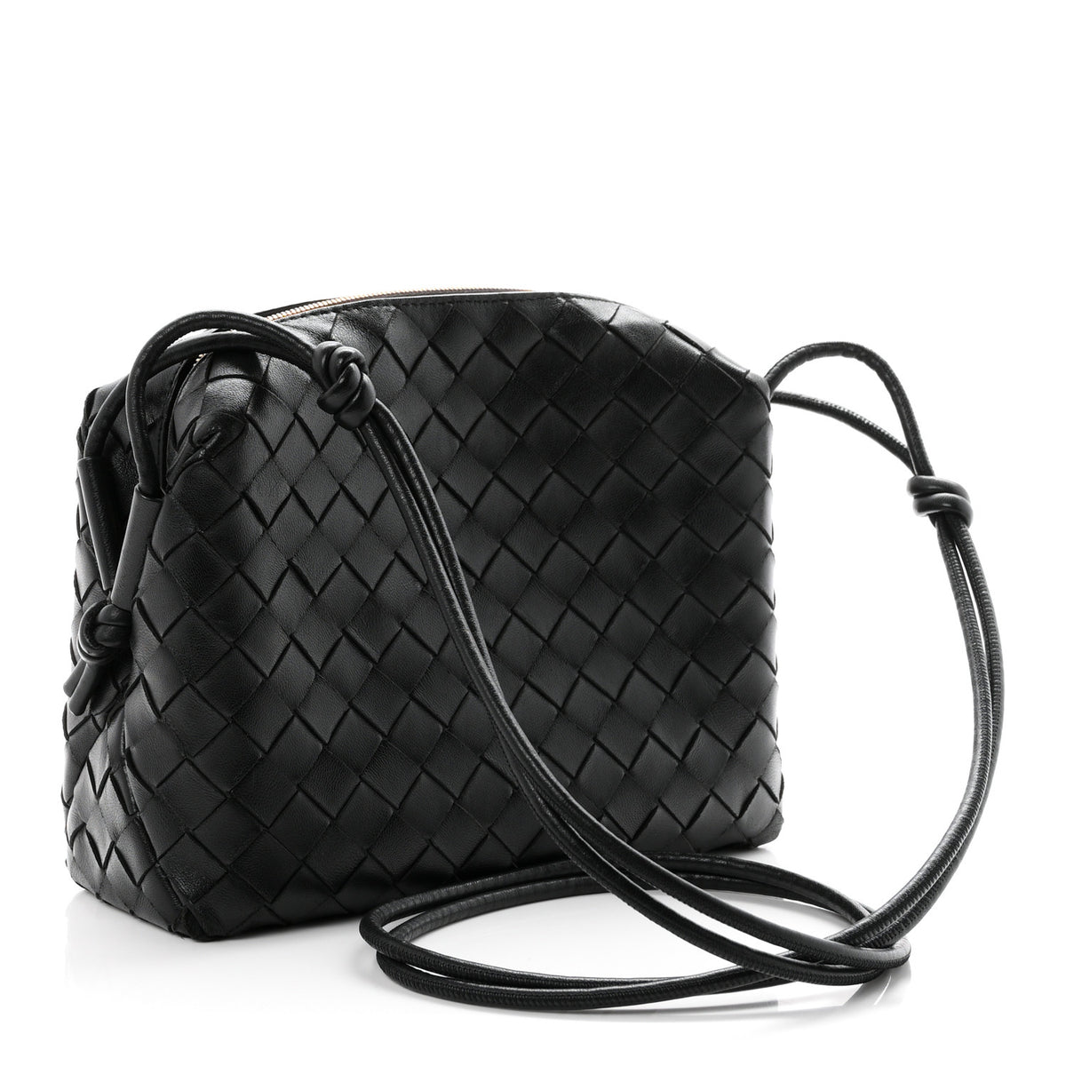 Nappa Intrecciato Small Loop Camera Bag Black