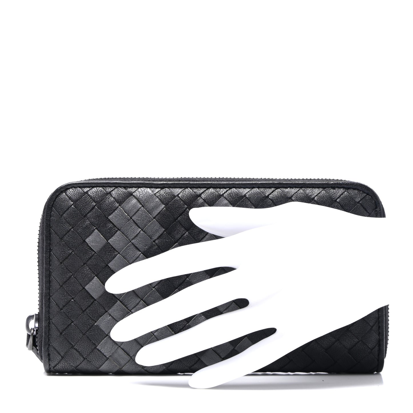 Nappa Intrecciato Zip Around Wallet Medium Grey