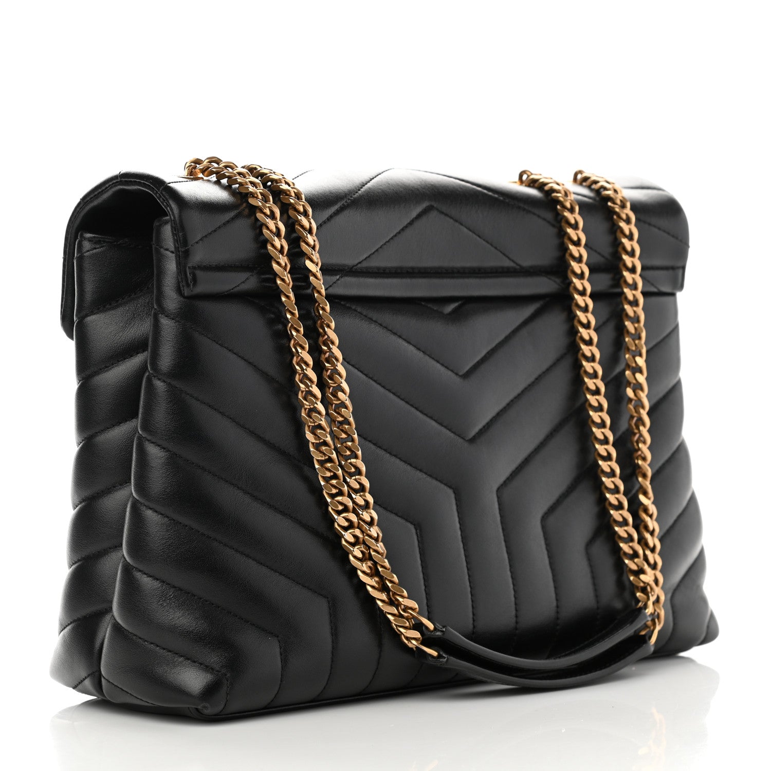 Saint Laurent Calfskin Y Quilted Monogram Medium Loulou Chain Satchel Black 3 of 15