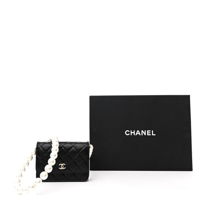 Chanel Calfskin Quilted Mini Maxi Pearls Wallet On Chain WOC Black 13 of 13