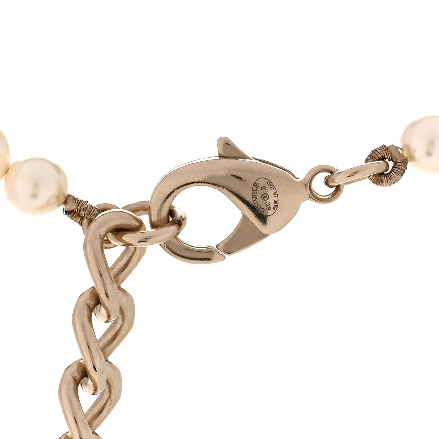 Pearl Baguette Crystal CC Long Necklace Gold