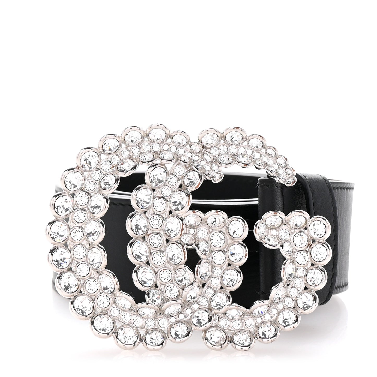 Calfskin Crystal Double G 40mm Belt 80 32 Black