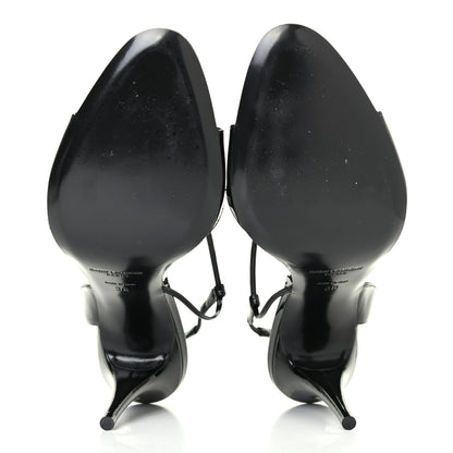 Saint Laurent Patent Calfskin Anouk 110 Sandals 38 Black 4 of 4