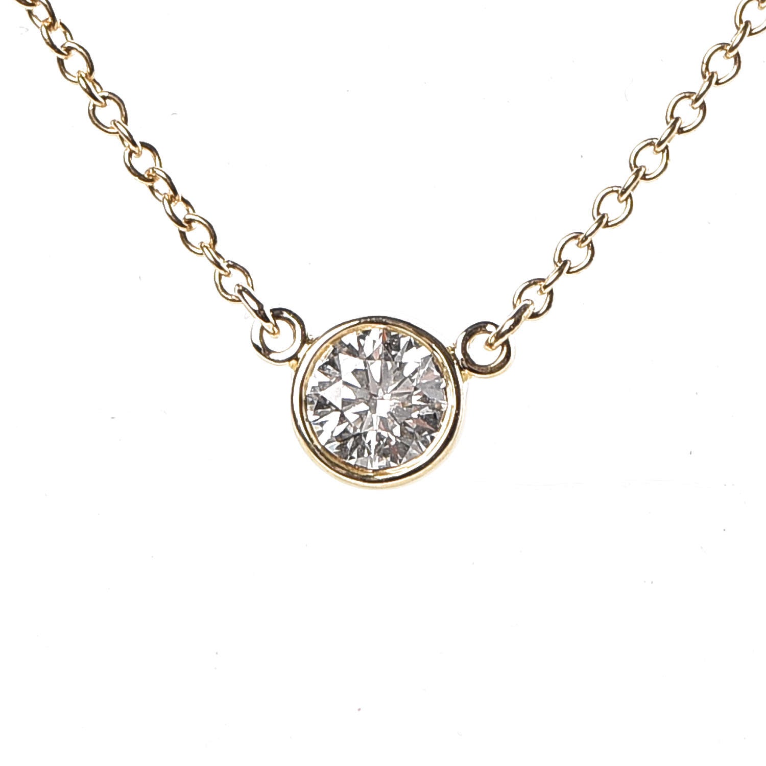 Tiffany 18K Yellow Gold Diamond .21ct Elsa Peretti Diamonds by the Yard Pendant Necklace 4 of 8