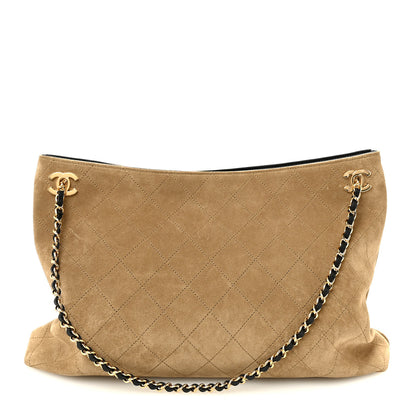 Chanel Suede Quilted Eyes On You Large Shopping Bag Beige 1 of 10