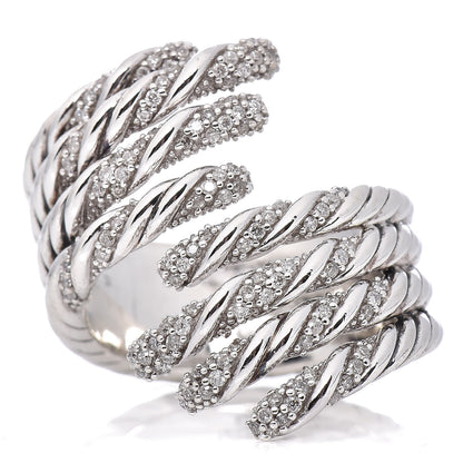 David Yurman Sterling Silver Diamond Willow Open Four Row Ring 45.5 3.5 1 of 6