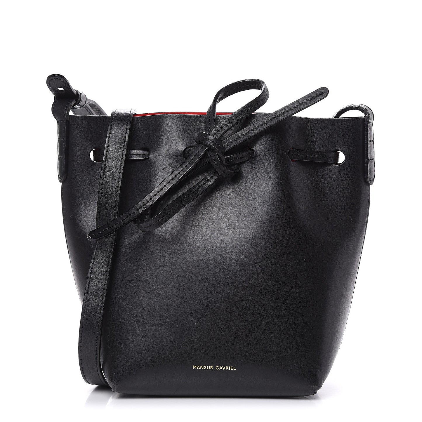Calfskin Mini Mini Bucket Bag Black Flamma