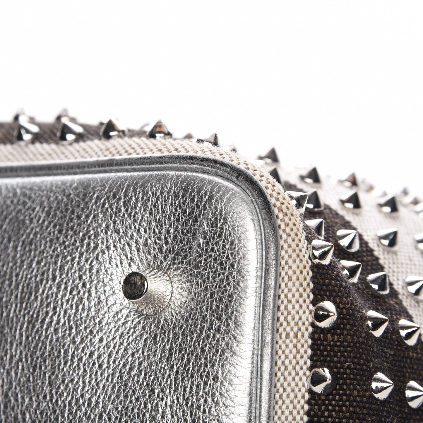 Canvas Mega Check Studded Medium Susanna Hobo Silver