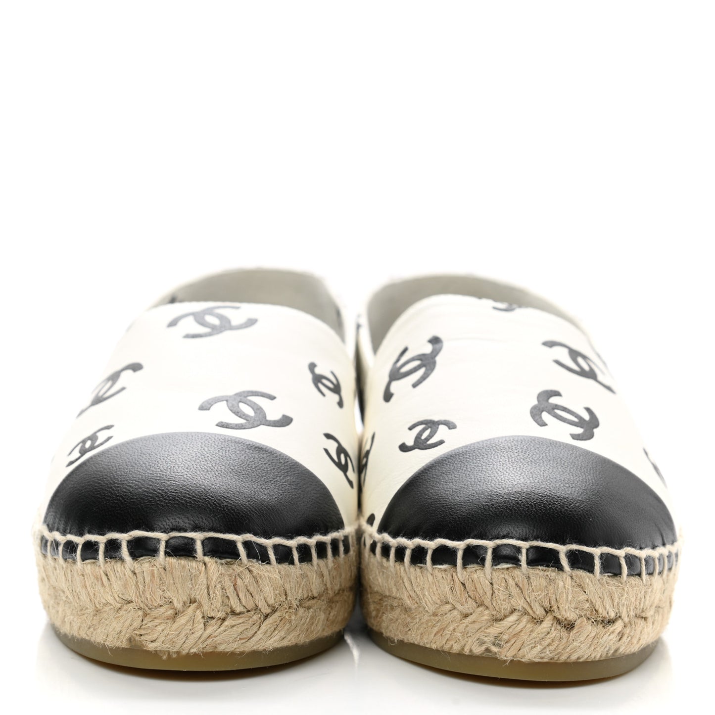 Lambskin Printed CC Espadrilles 35 White Black