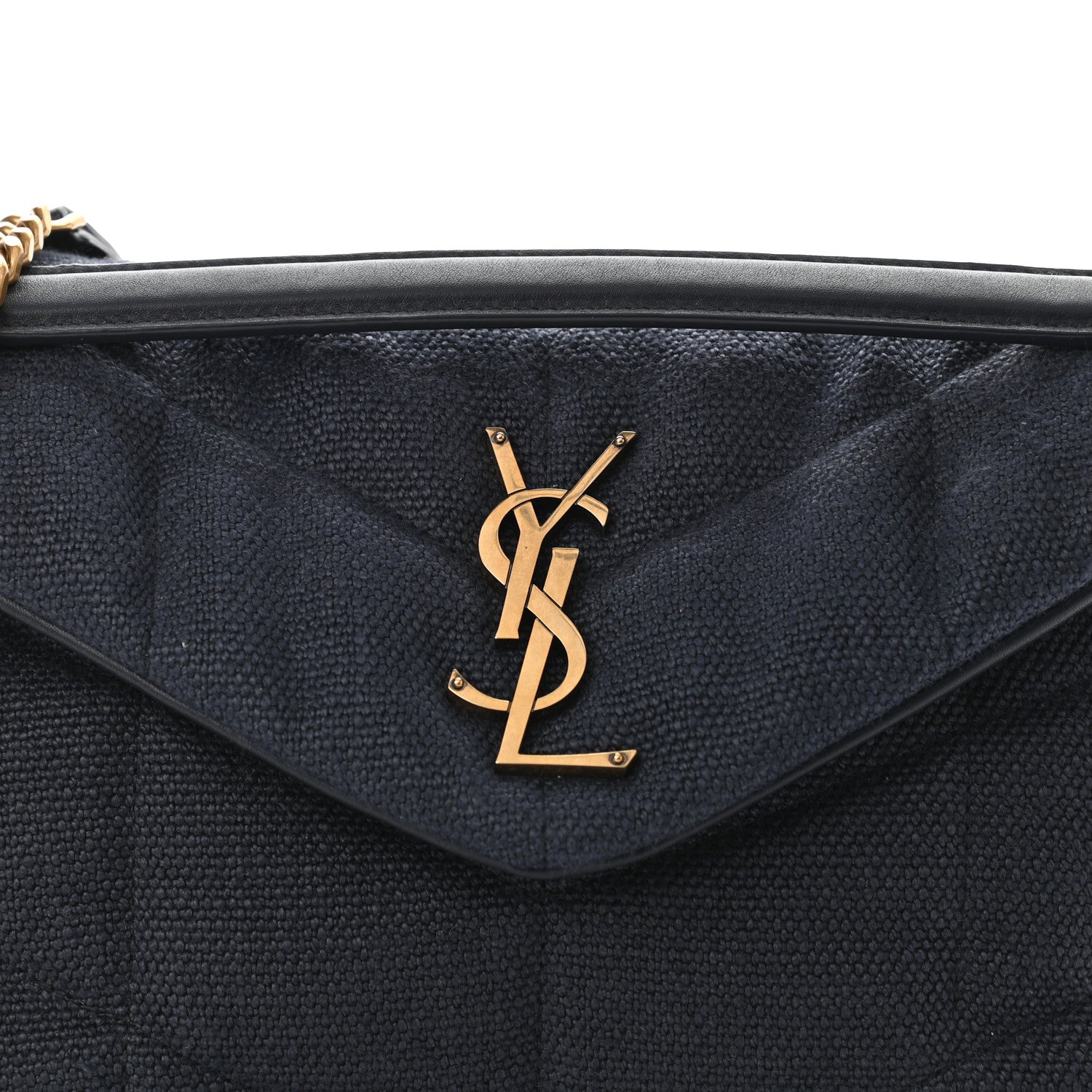 Saint Laurent Canvas Quilted Small Loulou Puffer Monogram Chain Satchel Marine 12 of 16