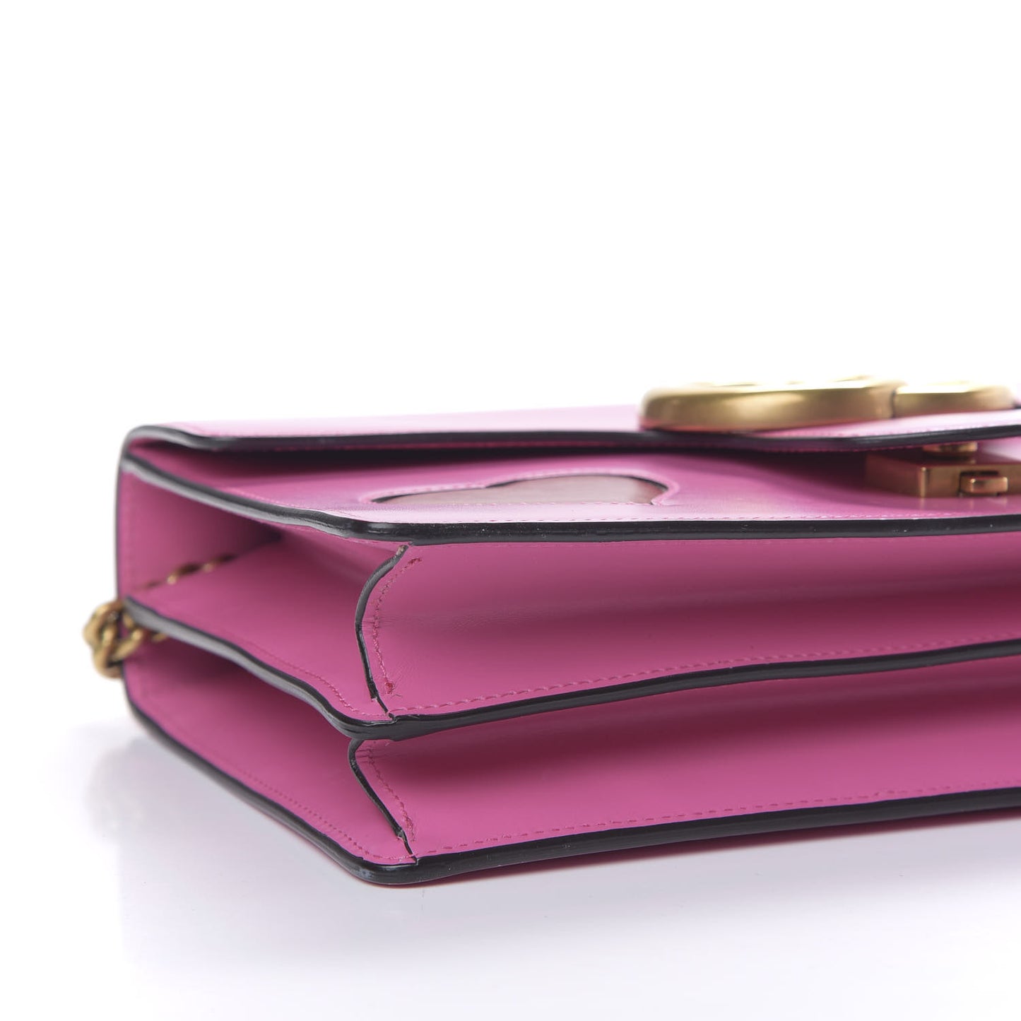 Knight Calfskin Malaga Kid Heart Medium GG Marmont Chain Handle Bag Tropical Pink Flower Hibiscus Red Multicolor