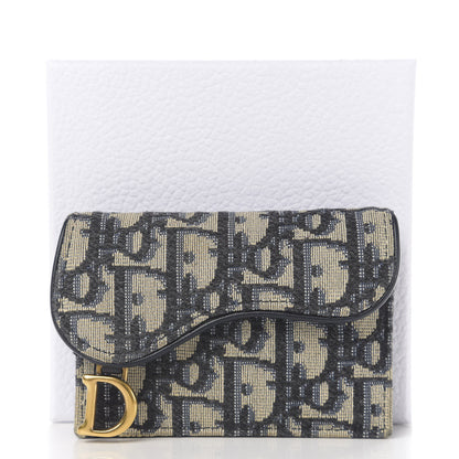 Christian Dior Oblique Saddle Card Holder Blue 7 of 7