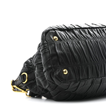 Prada Nappa Gaufre Top Handle Satchel Black 10 of 11
