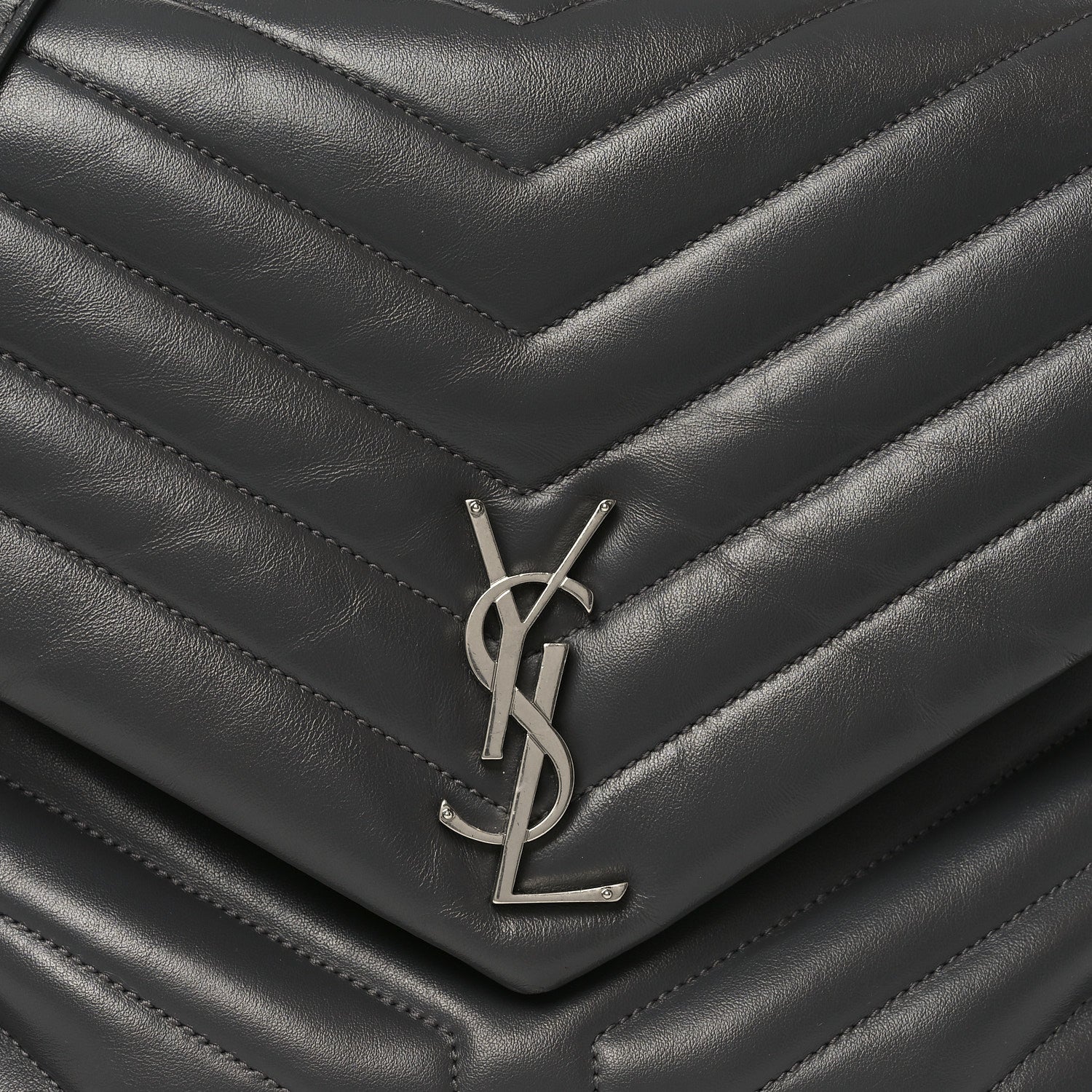 Saint Laurent Calfskin Y Quilted Monogram Large Loulou Chain Satchel Earth 7 of 9