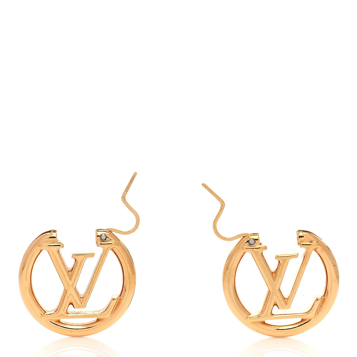 Louis Vuitton Metal Small Louise Hoop Earrings Gold 3 of 4