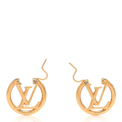 Louis Vuitton Metal Small Louise Hoop Earrings Gold 3 of 4