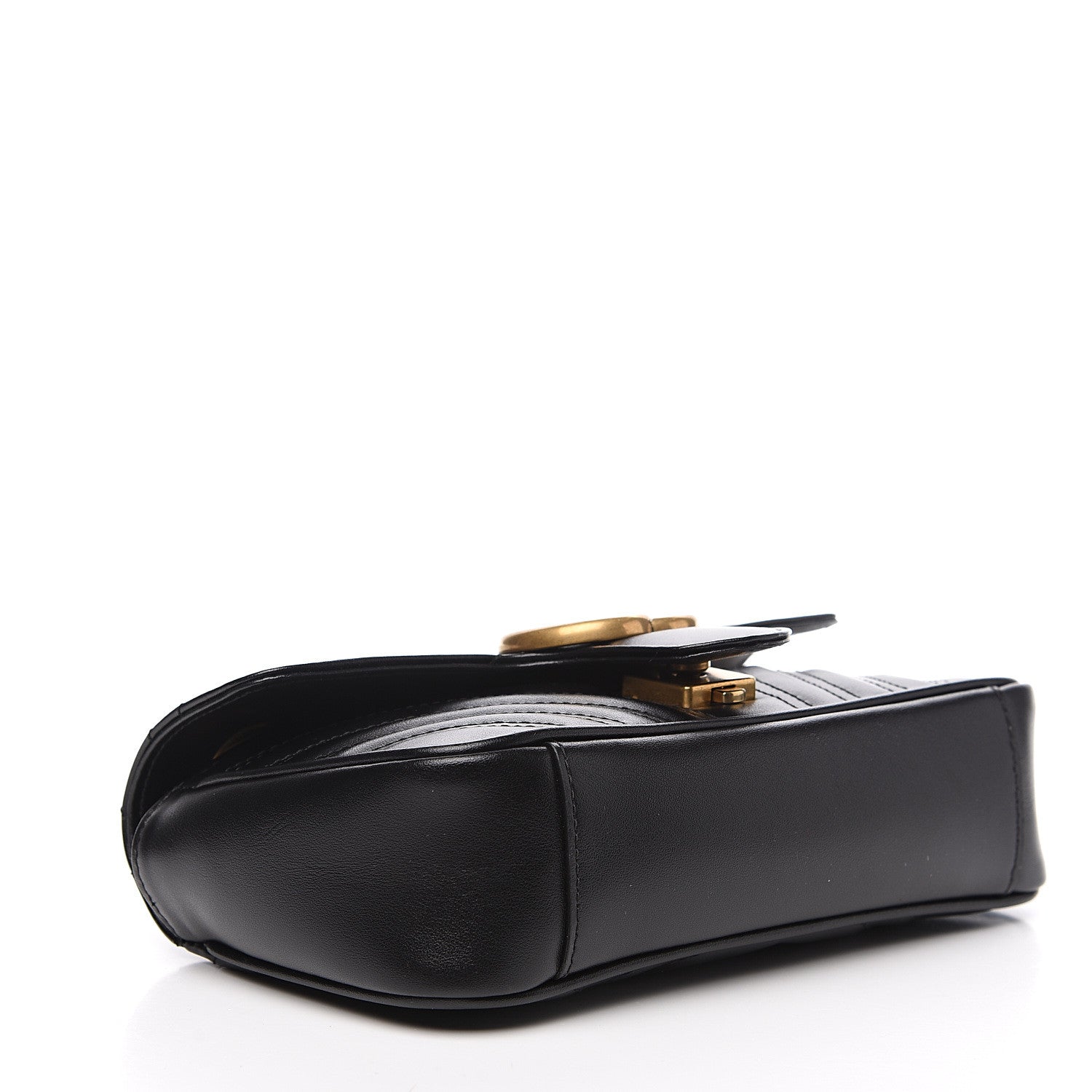 Gucci Calfskin Matelasse Mini GG Marmont Shoulder Bag Black 3 of 9