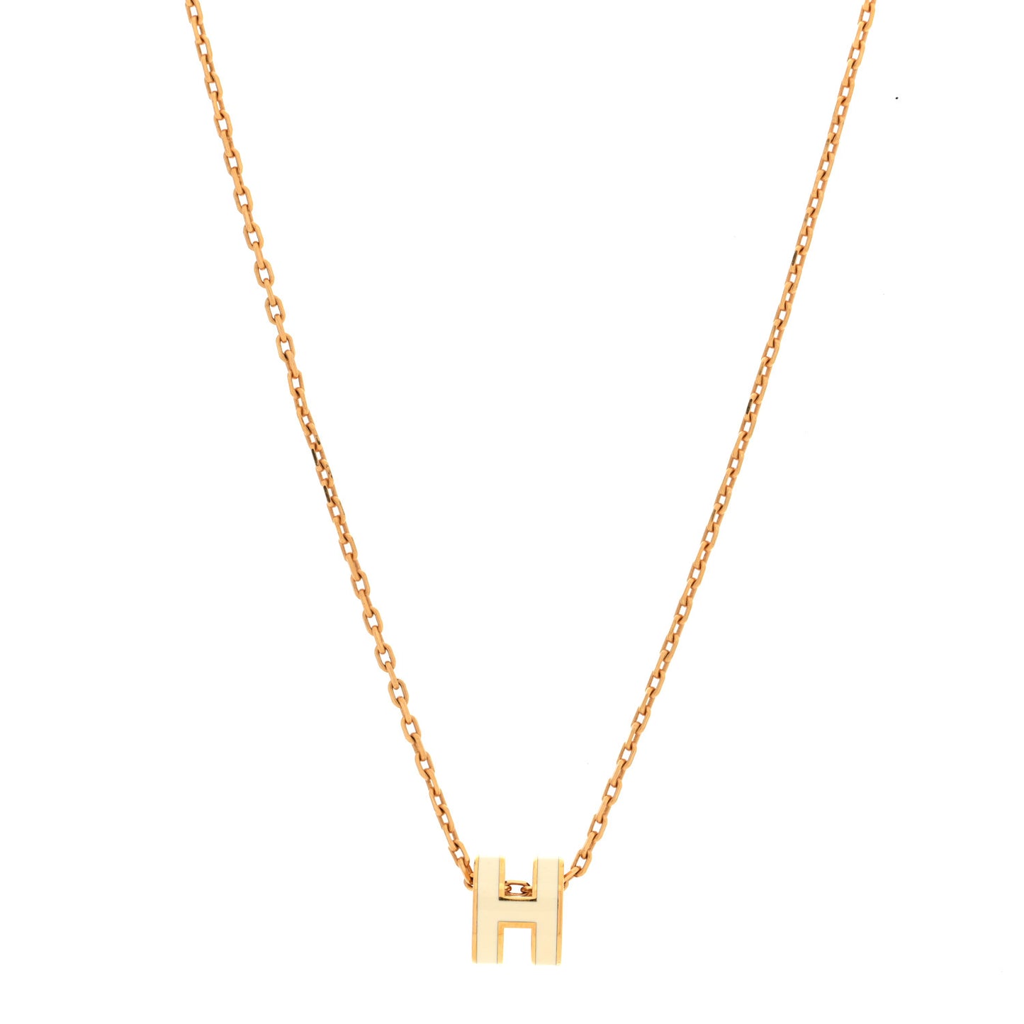 Lacquered Gold Mini Pop H Pendant Necklace White