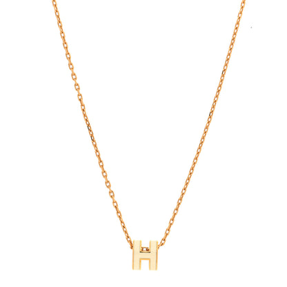 Hermes Lacquered Gold Mini Pop H Pendant Necklace White 1 of 5