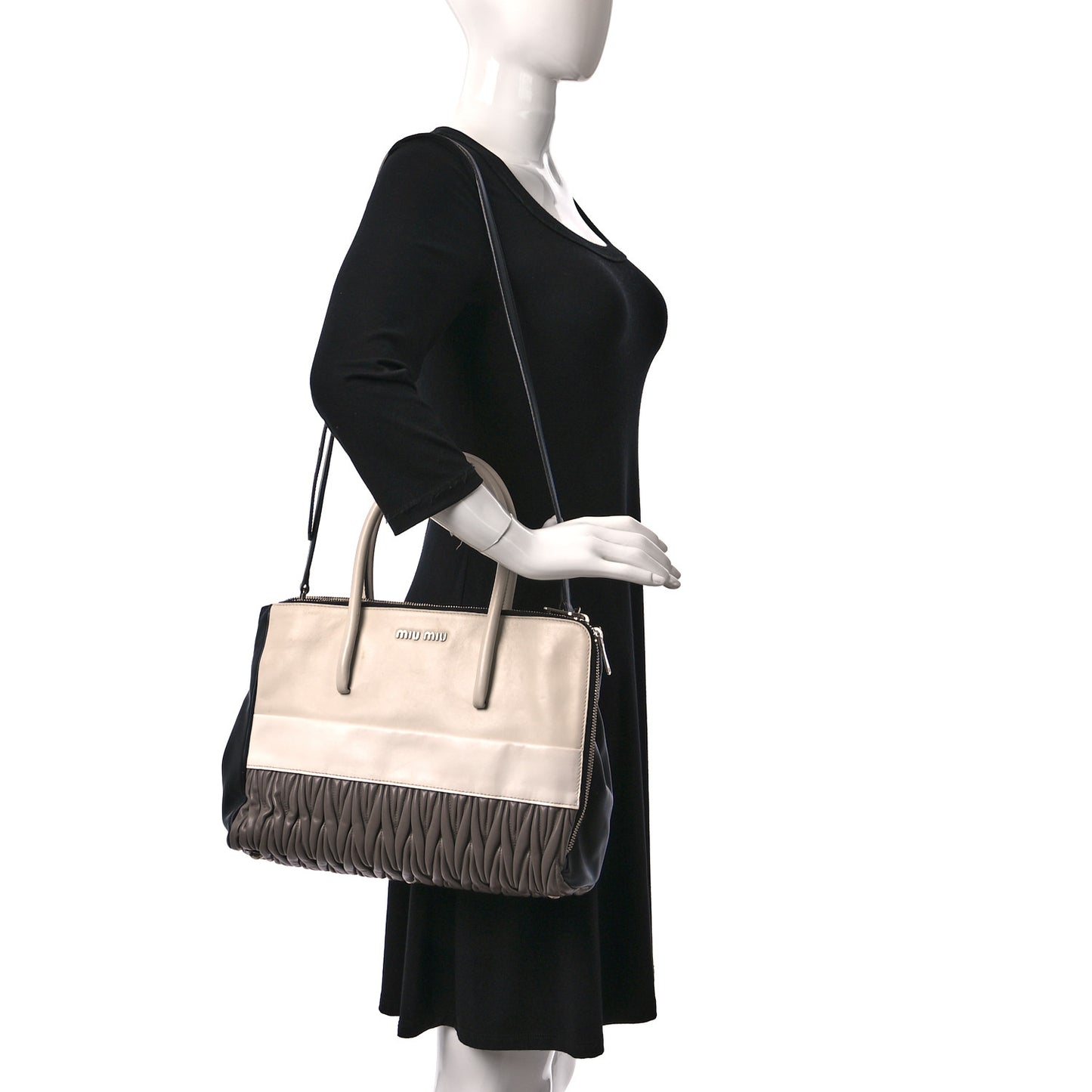 Nappa Matelasse Convertible Satchel Argilla Talco