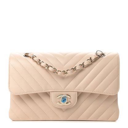 Chanel Caviar Chevron Quilted Small Double Flap Beige 1 of 10