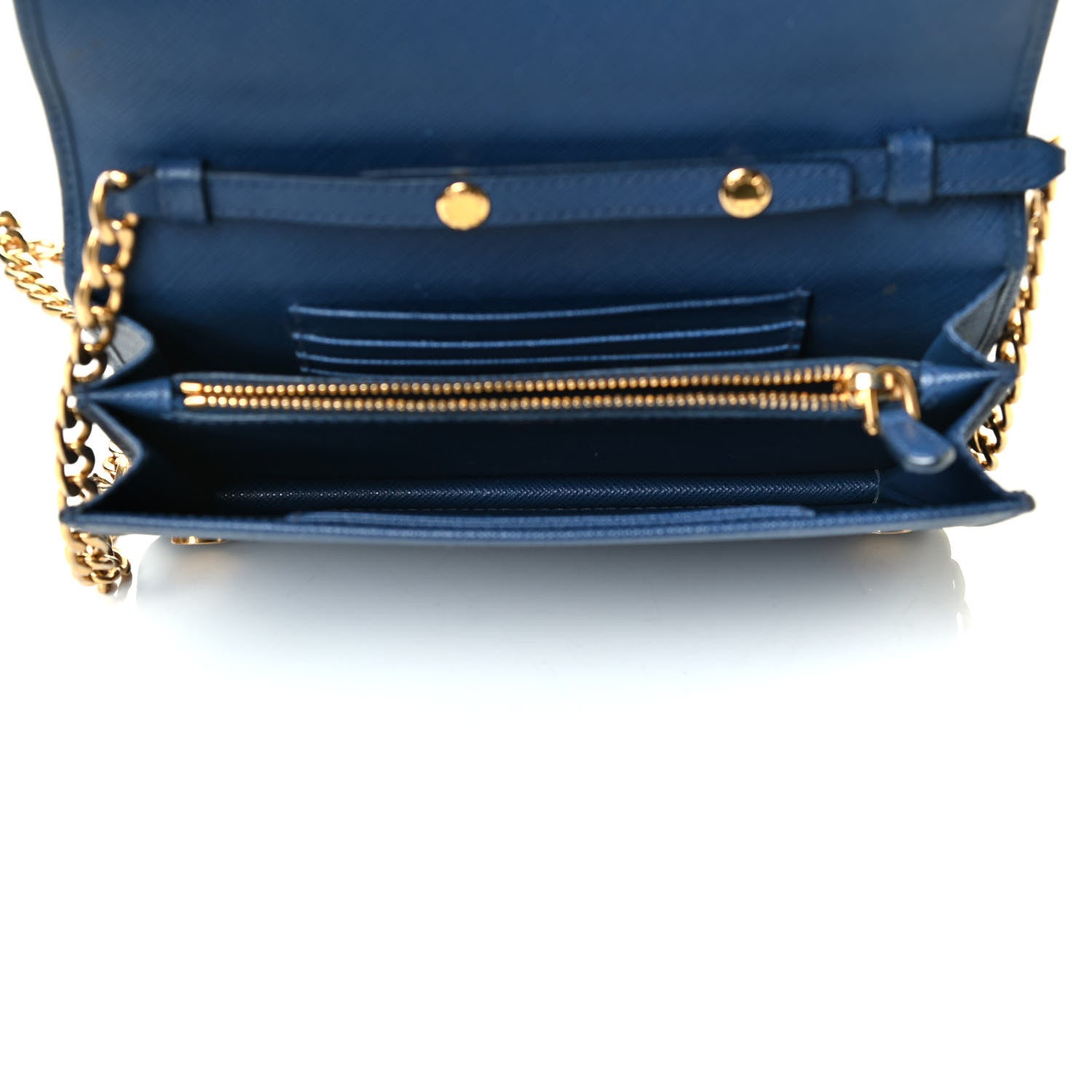 Prada Saffiano Lux Chain Wallet Bluette 4 of 7