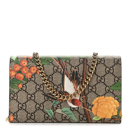 Gucci GG Supreme Monogram Tian Chain Wallet Beige Multicolor Red 1 of 9