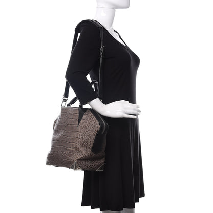 Alexander Wang Crocodile Embossed Calfskin Small Emile Taupe Silver Hardware 2 of 12