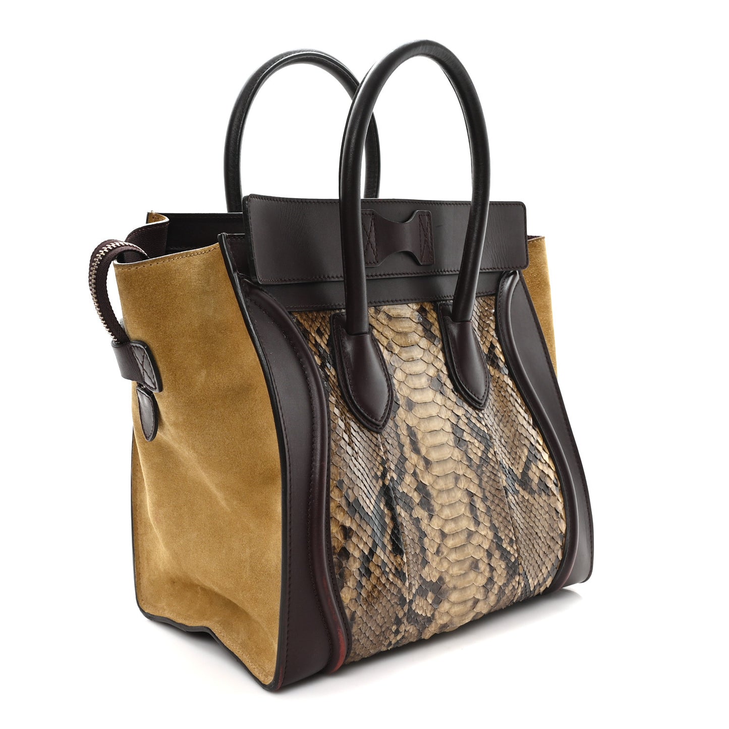 Snakeskin Suede Mini Luggage Brown Multicolor