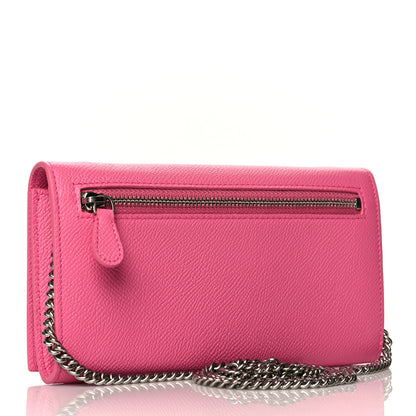 Balenciaga Signature Grained Calfskin Logo Ville Wallet on Chain Bubble Gum Black 3 of 9