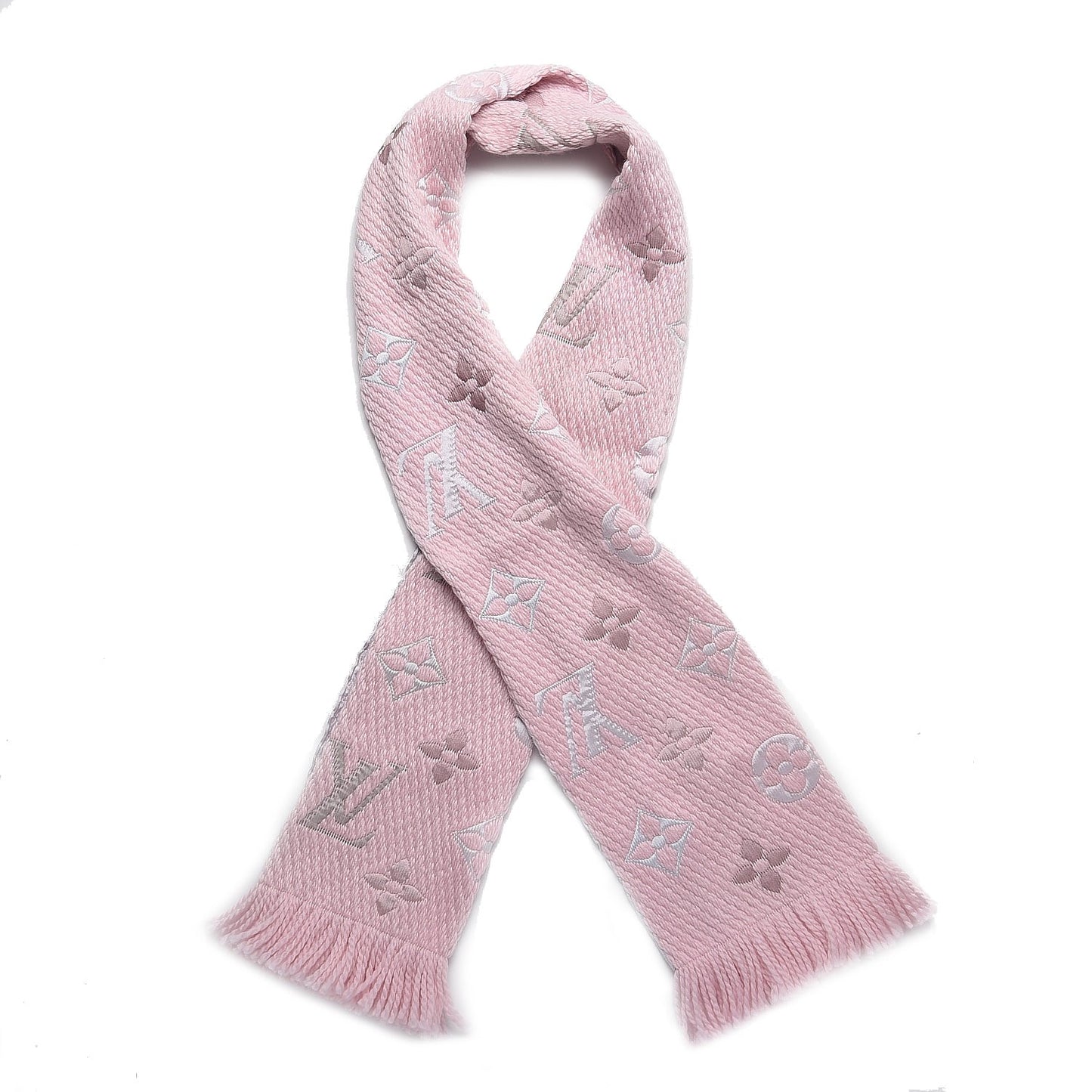 Wool Silk Logomania Rainbow Scarf Crystal Pink