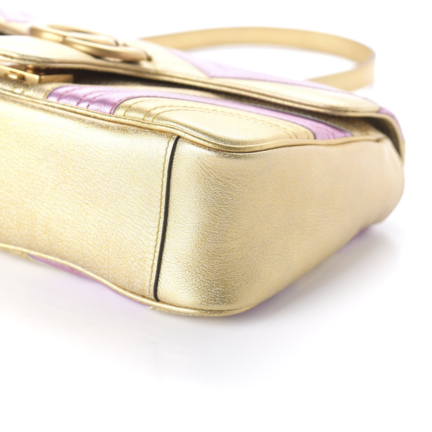 Gucci Metallic Calfskin Matelasse Small GG Marmont Shoulder Bag Gold Pink 7 of 10