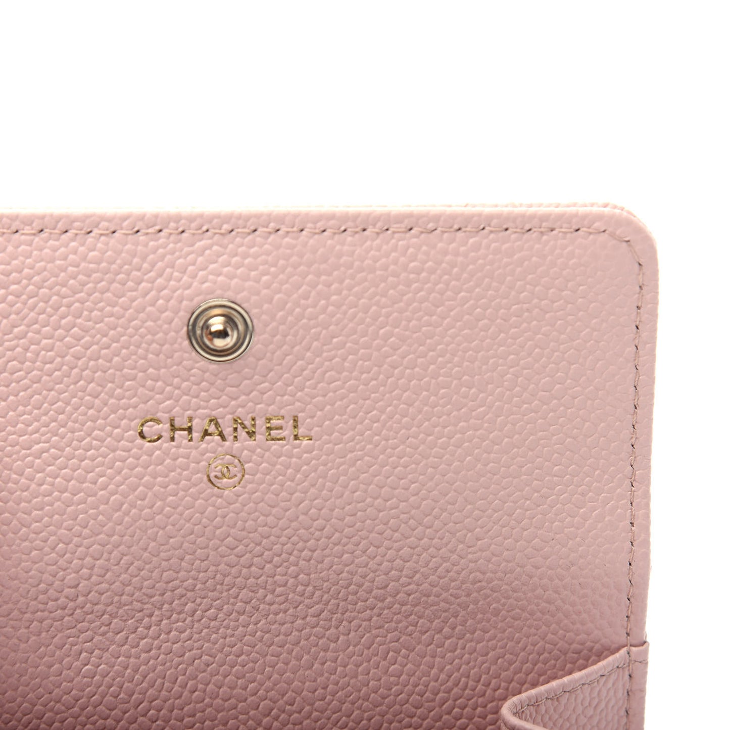Caviar Quilted Flap Card Holder Light Pink