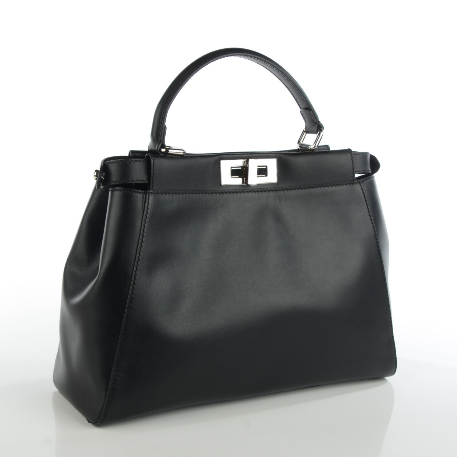 Fendi Vitello Morgan Python Crocodile Monster Eyes Medium Peekaboo Iconic Satchel Black Girasole 3 of 9