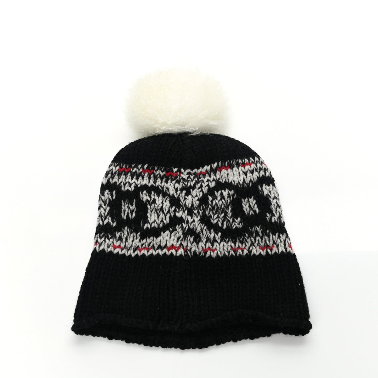 Wool Shearling CC Beanie Hat Black Multicolor