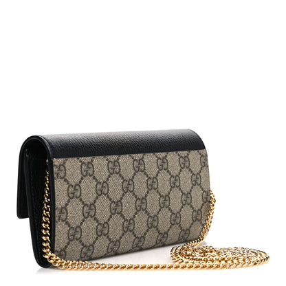 Gucci Dollar Calfskin GG Supreme Monogram Petite GG Marmont Wallet Chain Bag Black Beige Ebony 3 of 11