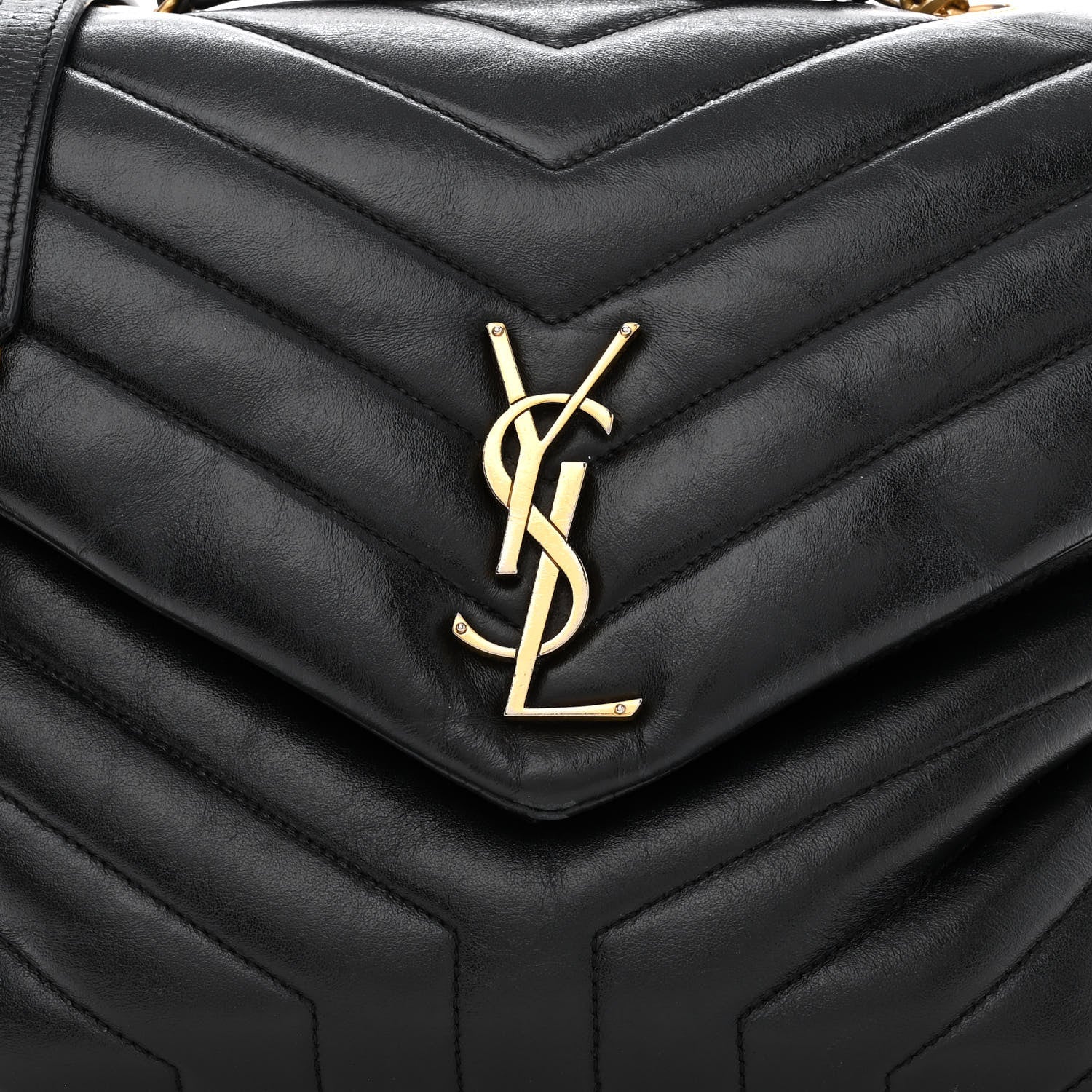 Saint Laurent Calfskin Y Quilted Monogram Medium Loulou Chain Satchel Black 9 of 12