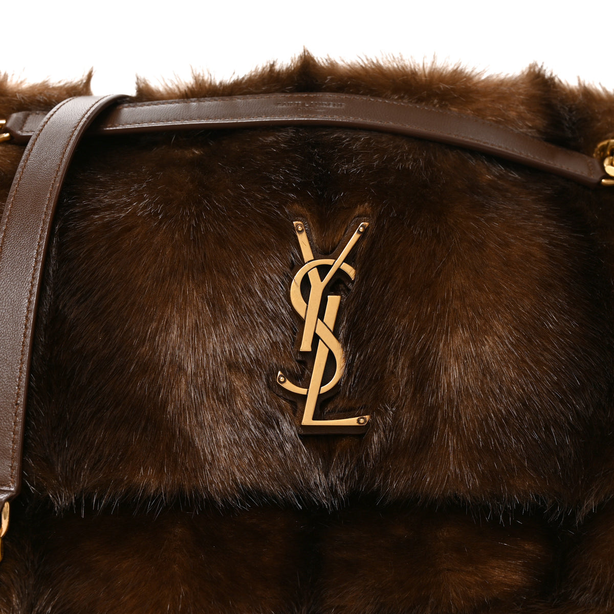 Saint Laurent Faux Fur Monogram Large Niki Chain Satchel Deep Walnut Bark 8 of 10