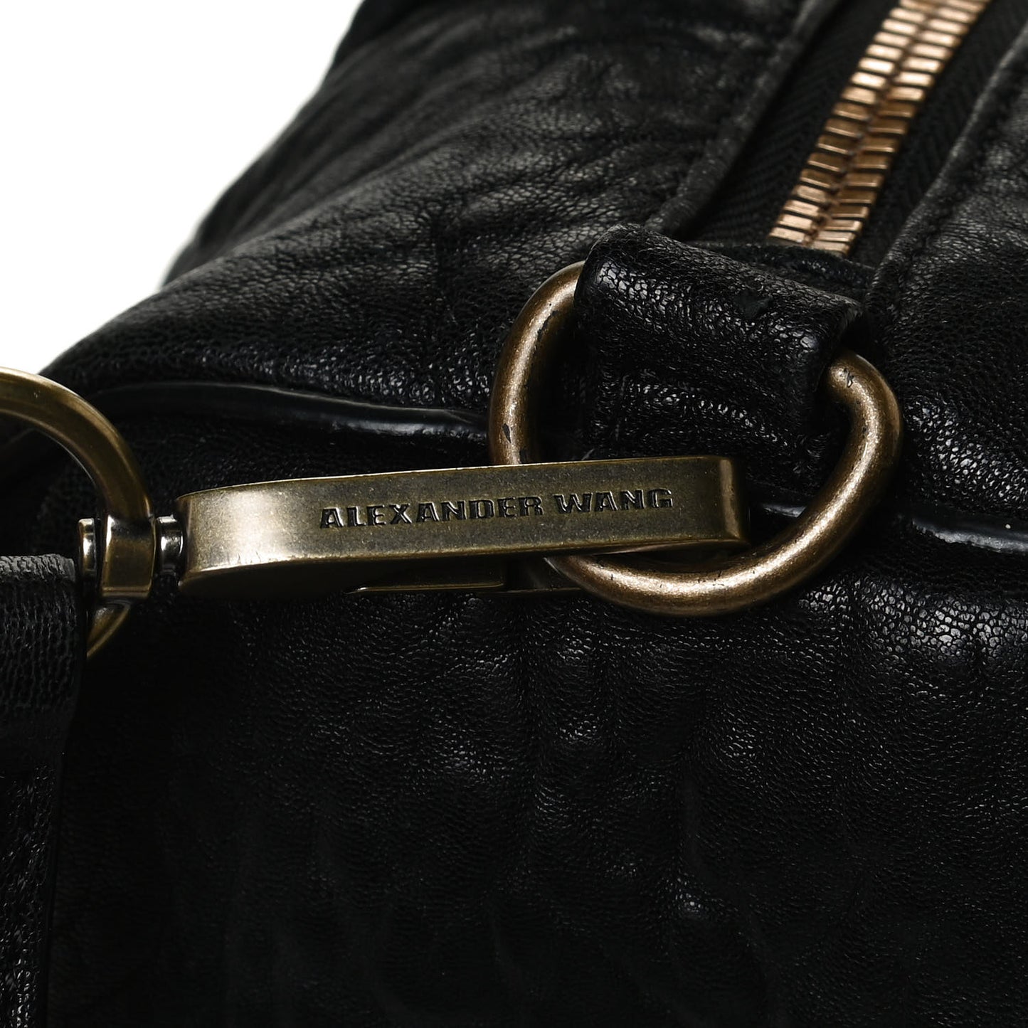 Pebbled Lambskin Rocco Black Antique Brass Hardware
