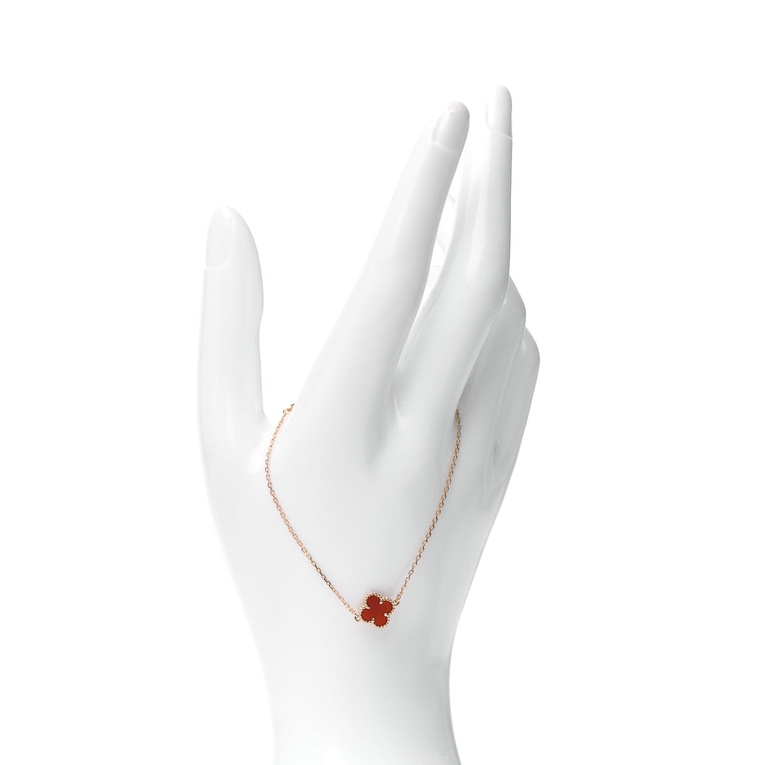 Van Cleef & Arpels 18K Rose Gold Carnelian Sweet Alhambra Bracelet 2 of 7