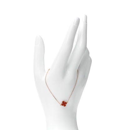 Van Cleef & Arpels 18K Rose Gold Carnelian Sweet Alhambra Bracelet 2 of 7