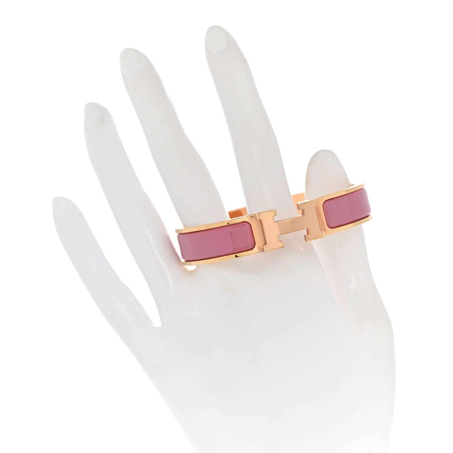 Hermes Enamel Narrow Clic Clac H Bracelet PM Rose Patch 2 of 5